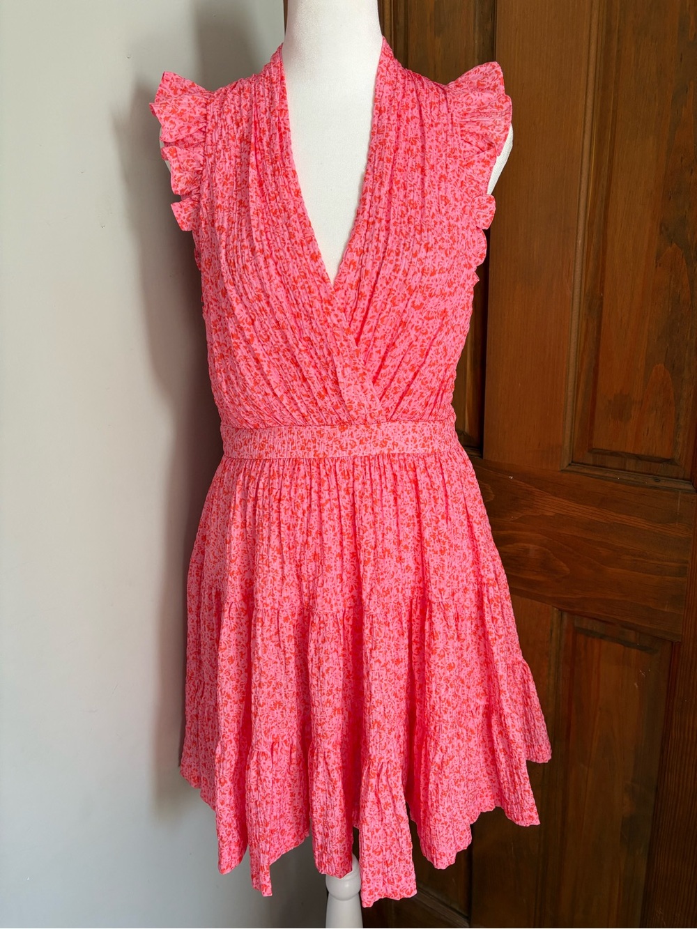 Cinq A Sept Size 4 Nanci Pink Lemonade Floral Print Mini Dress Sleeveless